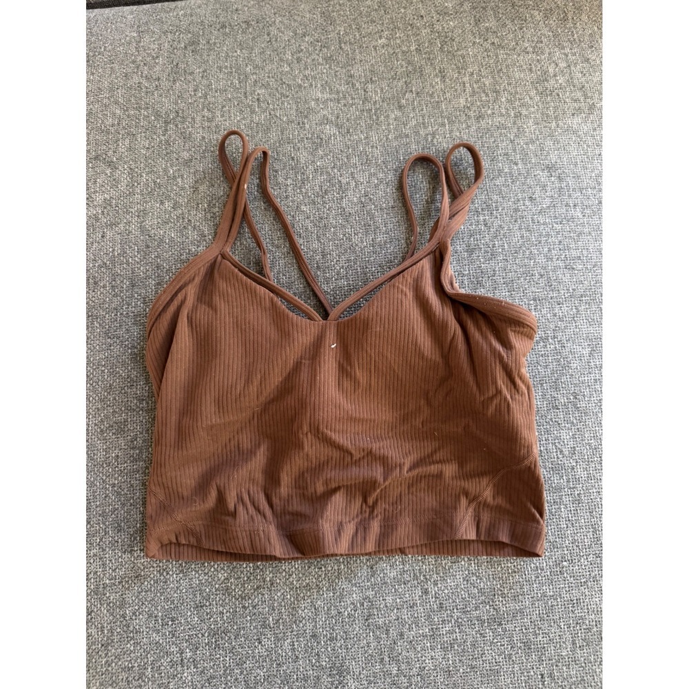 Lululemon Ebb to Street Bra Light Support Cup Roasted Brown Ribbed Strappy Top